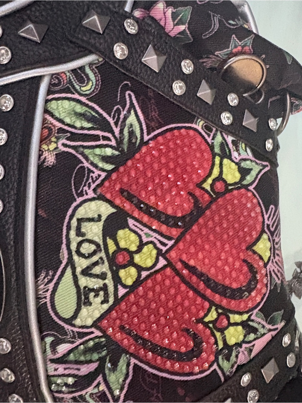 Ed hardy studded love shoulder bag - Picture 2 of 6